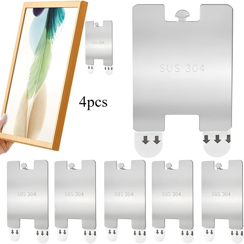 Stainless Steel Picture Frame Hooks | Easy Wall Mount Picture Frame Hooks QXL 4pcs