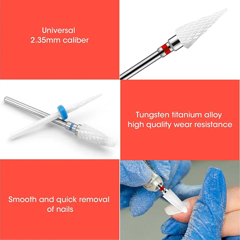 8-Pack 3/32" Ceramic Nail Drill Bits | Cuticle Removal Set Ceramic Nail Drill Bits QXL