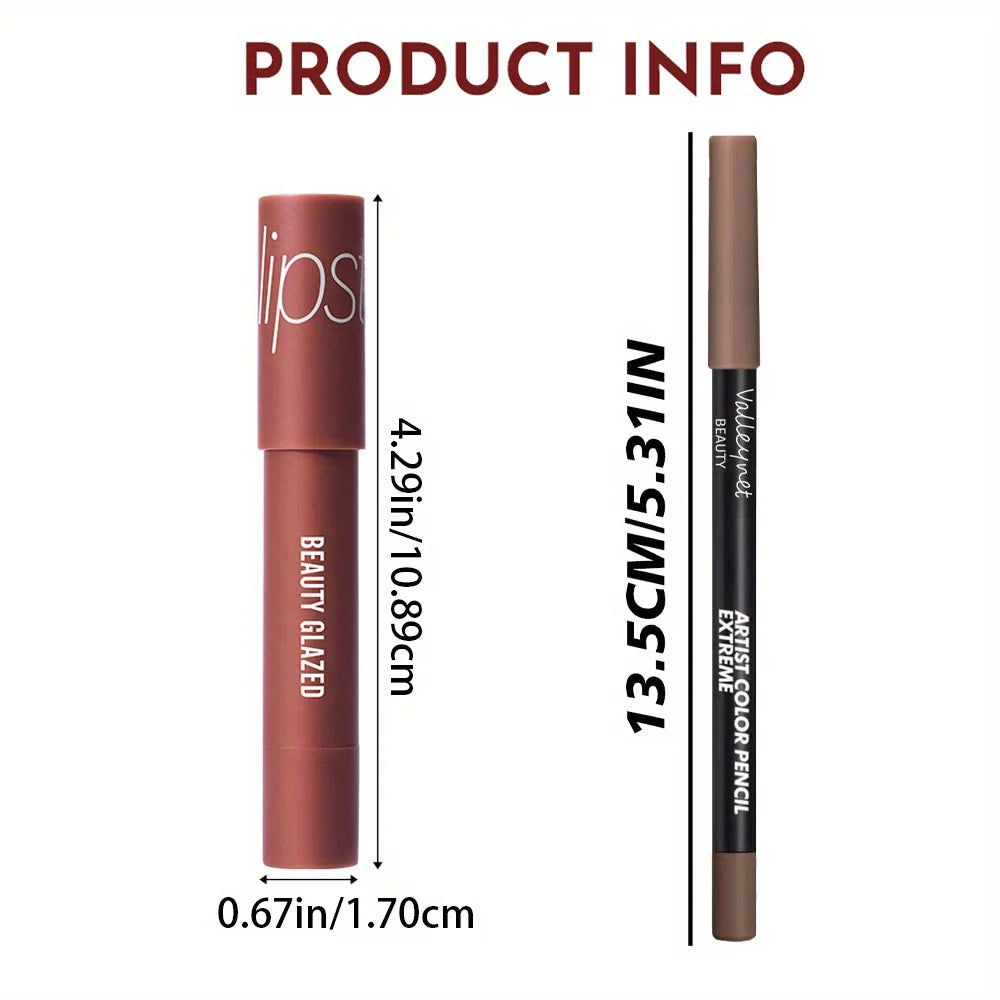 Velvet Lip Liner & Matte Lipstick Set – Waterproof Long-Lasting Lip Liner & Lipstick Set QXL