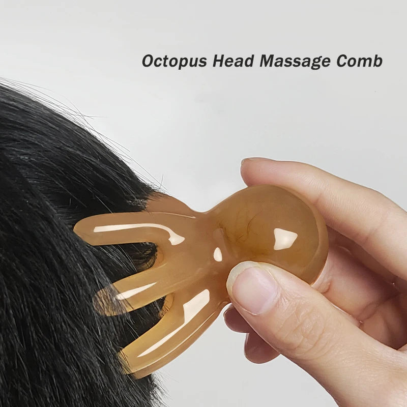 Resin Octopus Gua Sha Scalp Massage Comb | SPA Head Tool Scalp Massage Comb QXL
