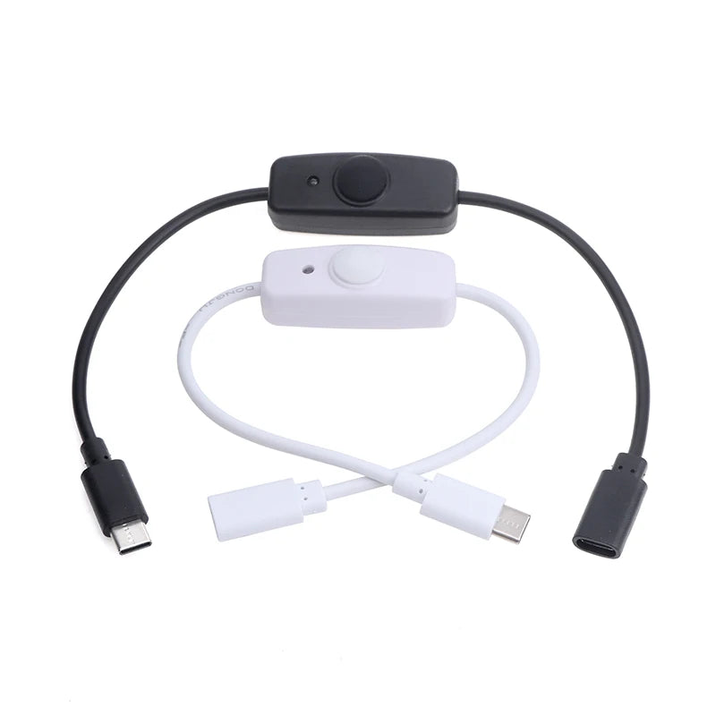 USB-C Extension Cable with ON/OFF Switch Button – 30cm USB Switch Cable QXL