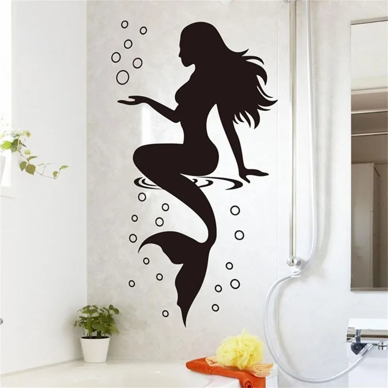 Mermaid Wall Decals Peel & Stick Ocean Stickers for Nursery Wall Decal Stickers QXL
