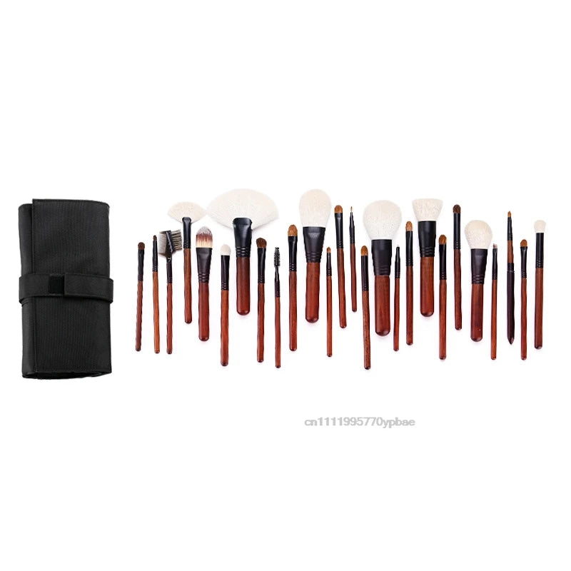 26-Pc Goat Hair Makeup Brush Set | Pro Foundation & Eye Kit Makeup Brush Set QXL 26pcs with Bag