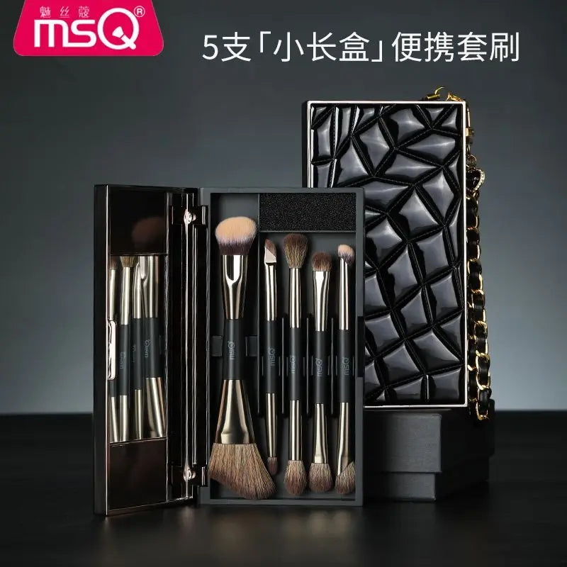 MSQ 5-Pc Double-Ended Makeup Brush Set | Mini Travel Kit Makeup Brush Set QXL 5 double ended porta