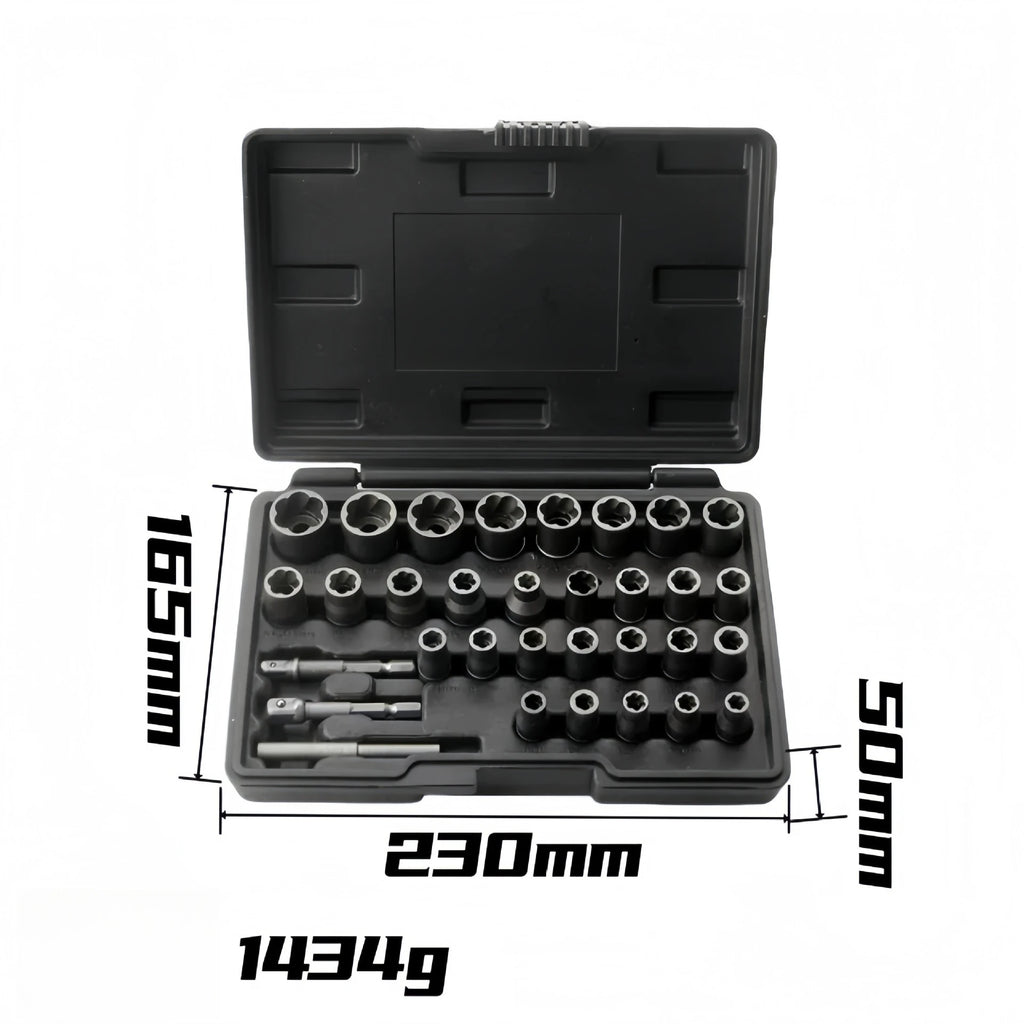 32-Pc Broken Bolt Extractor Set | Stripped Screw Nut Remover Bolt Extractor Set QXL 32PCS SET