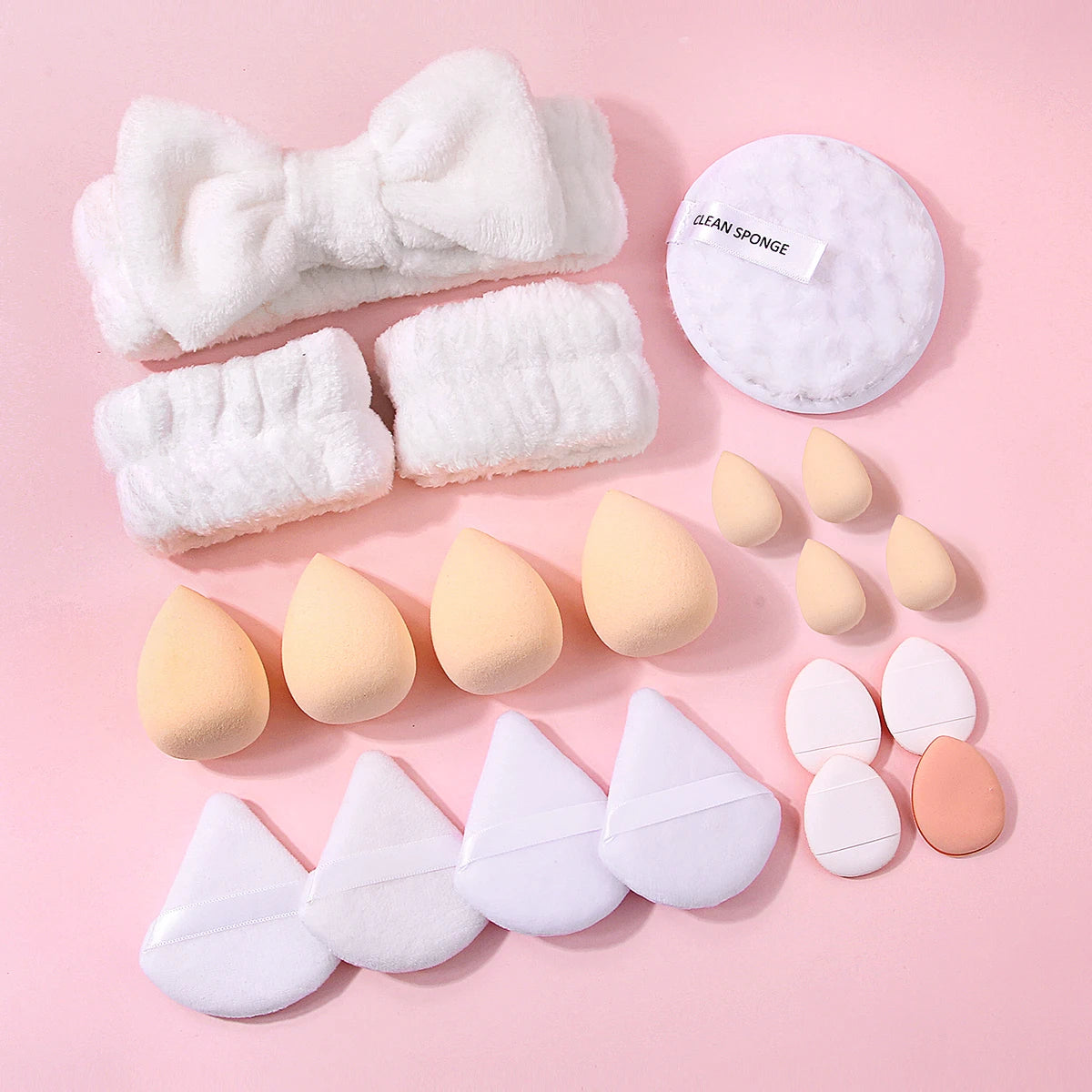 KOSSHOW 20-Pc Makeup Sponge & Puff Set with Hairband Makeup Sponge Set QXL