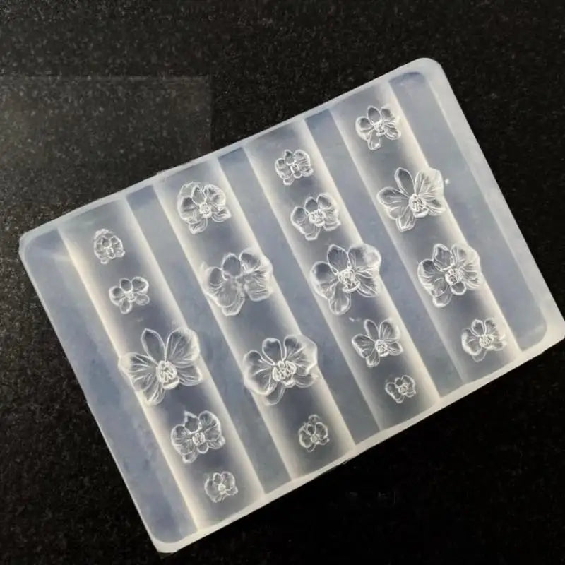 3D Orchid Silicone Nail Art Mold | DIY Floral Manicure Template Silicone Nail Mold QXL 1pc