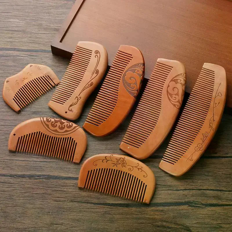 Anti-Static Peach Wood Hair Comb | Scalp Massage & Styling Wooden Hair Comb QXL