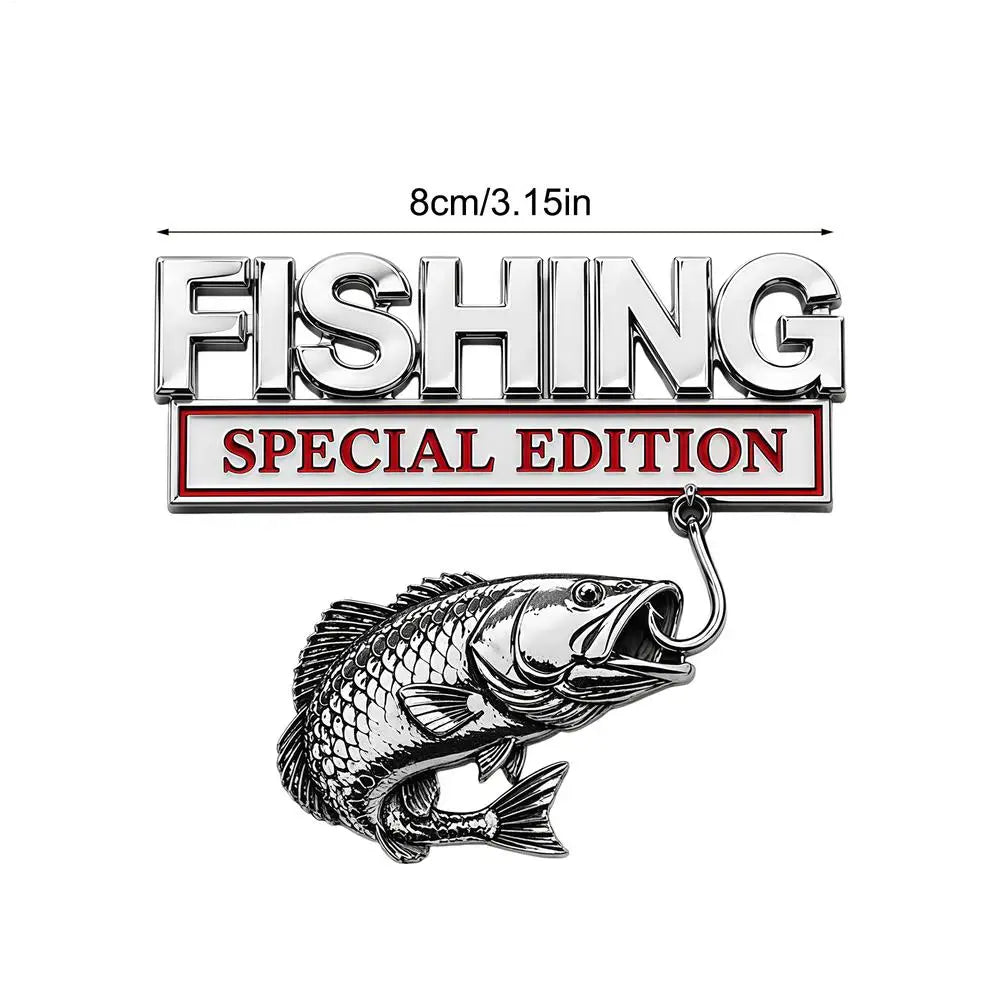 3D Metal Fishing Car Emblem Badge | SUV, Truck, Boat Sticker Car Emblem Badge QXL Silver
