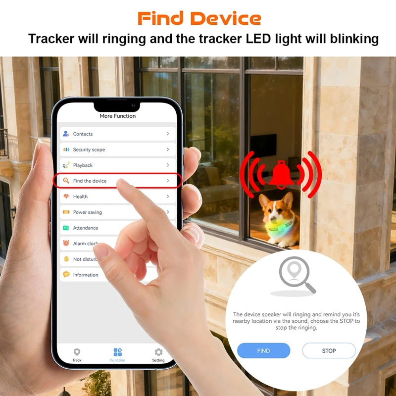 4G GPS Pet Tracker Collar | IP67 Waterproof LED Flash GPS Pet Tracker QXL
