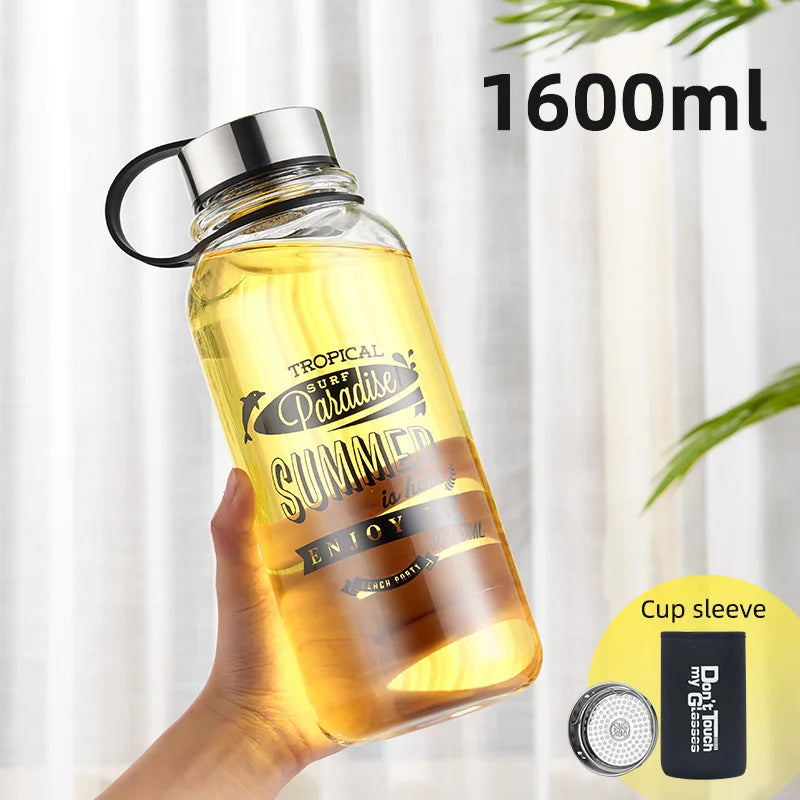 GIANXI Large Glass Water Bottle – BPA-Free & Leakproof Glass Water Bottle QXL 1600ML 400-2000ml
