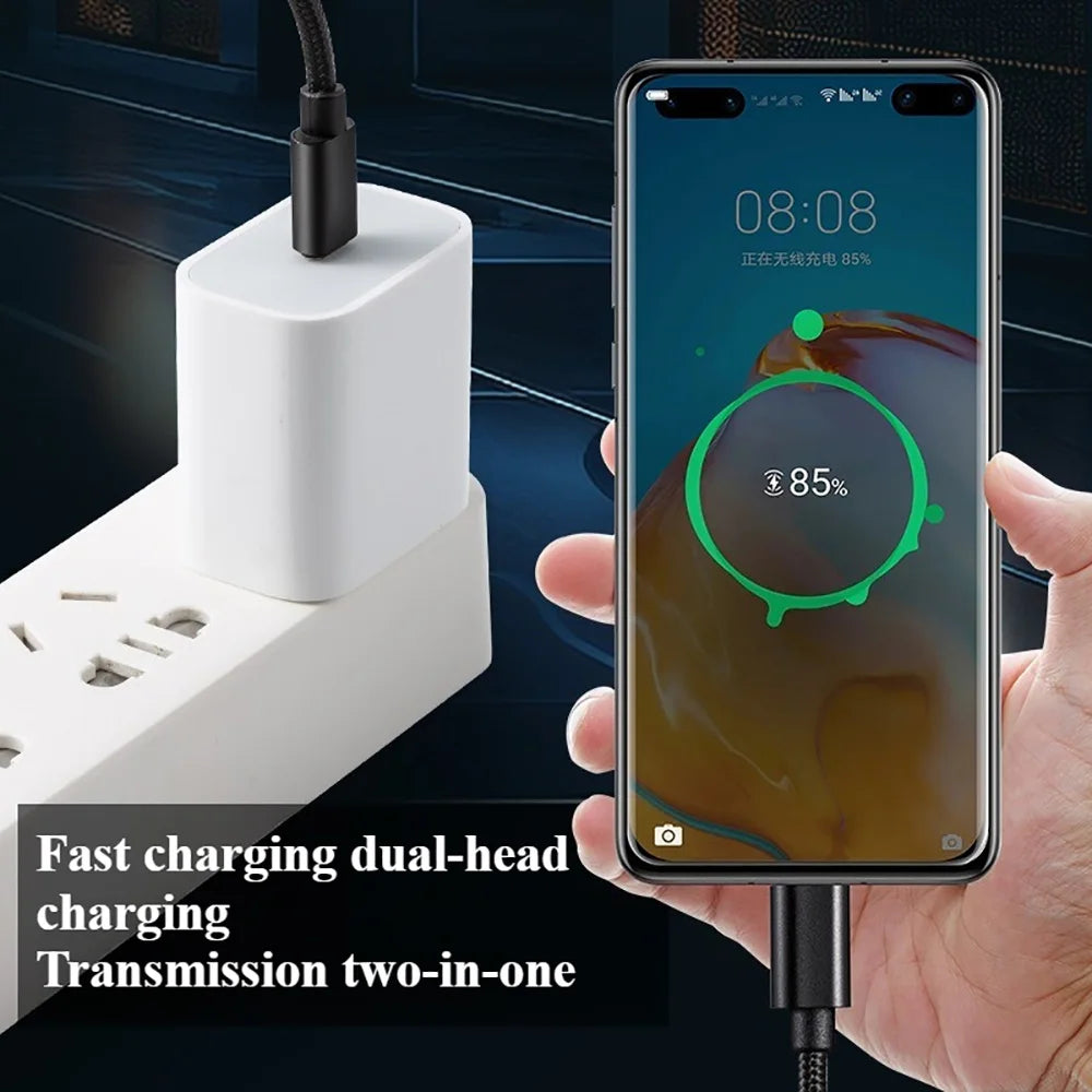 66W USB-C to USB-C Fast Charging Nylon Cable 1M 2M 3M USB-C Charging Cable QXL