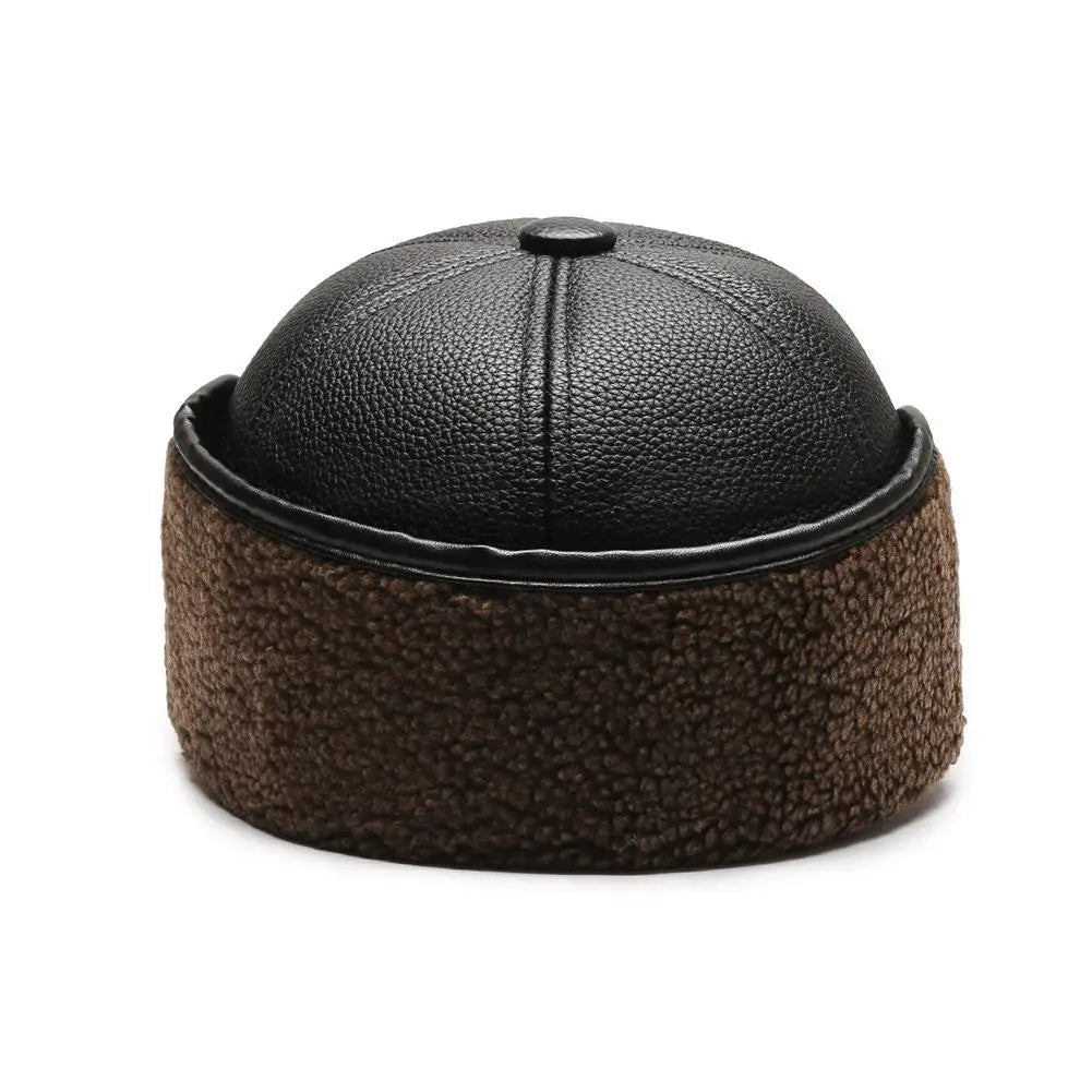 Men's Winter PU Leather Bomber Hat with Earflaps | Warm Cap Winter Bomber Hat QXL
