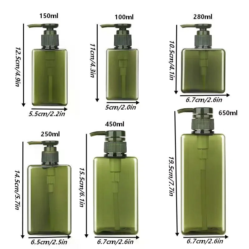 Square Refillable Soap Dispenser Pump Bottle 100–650ml Soap Pump Dispenser QXL