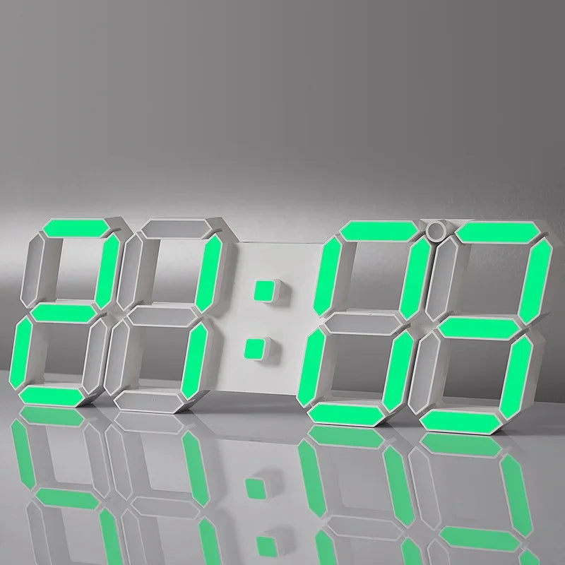 3D LED Digital Wall Clock with Remote Control & Timer LED Wall Clock QXL Green