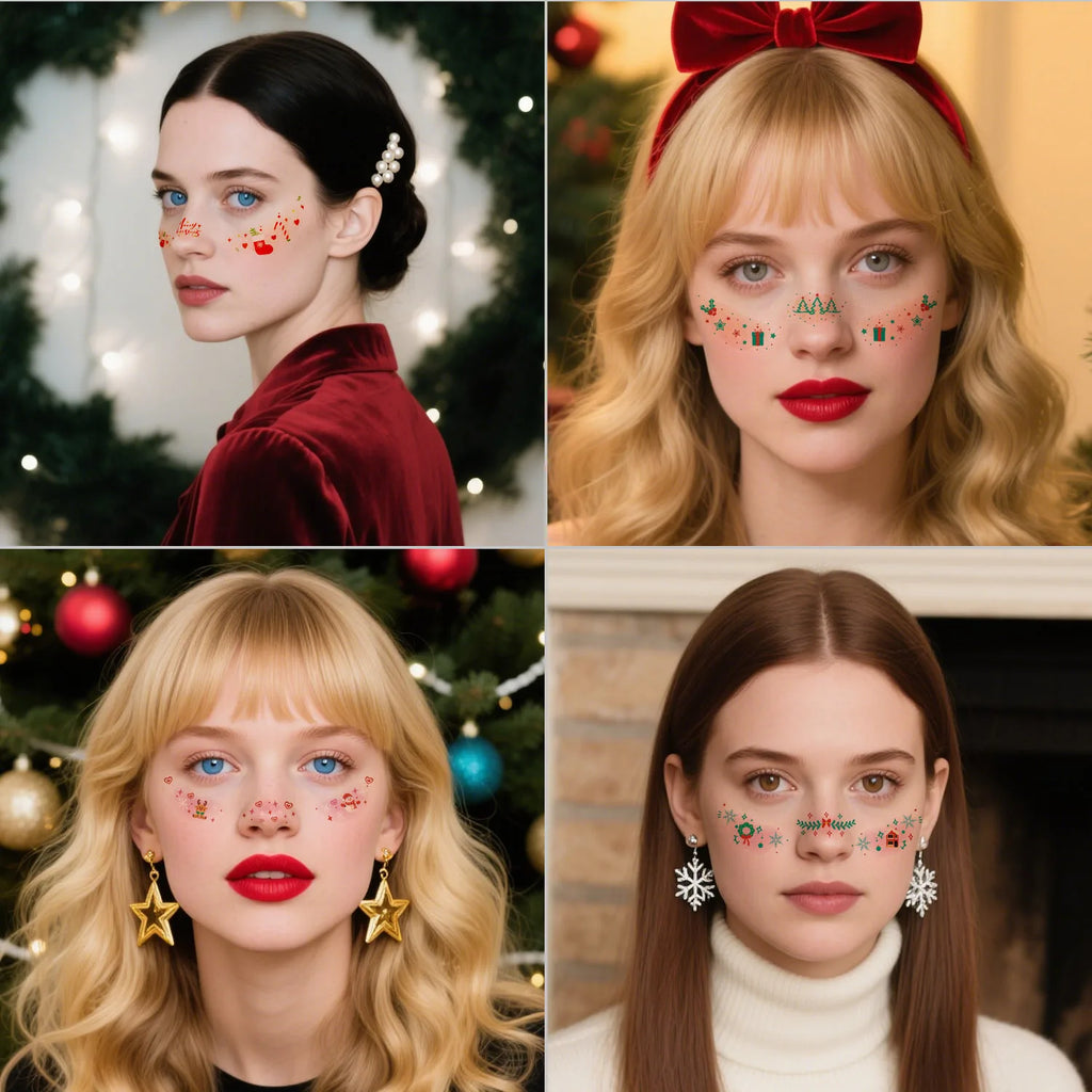 6-Pack Christmas Freckle Temporary Tattoo Stickers | Cute Girls Temporary Tattoo Stickers QXL