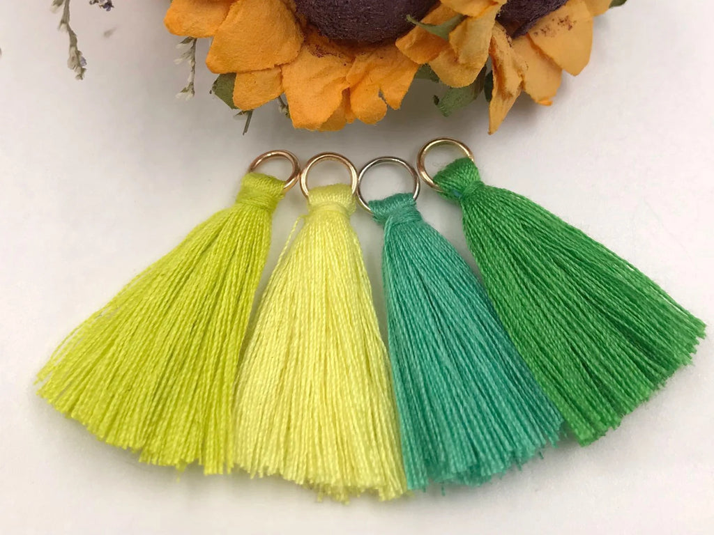 50-Pack Mini Rayon Tassel Charms 30mm with Jump Rings | Mixed Jewelry Tassel Charms QXL