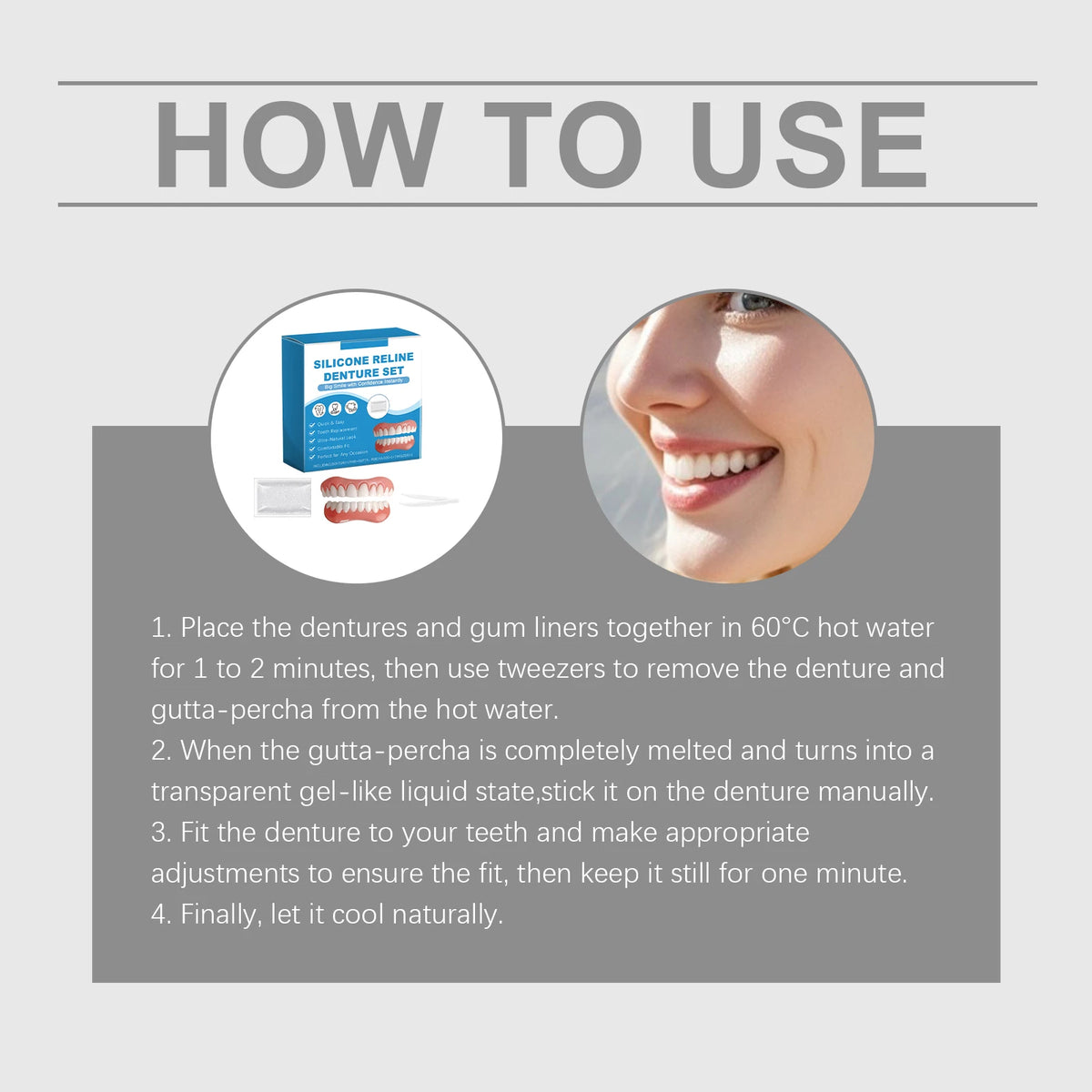 Silicone Temporary Denture Veneer Kit | Upper & Lower Set Temporary Denture Kit QXL