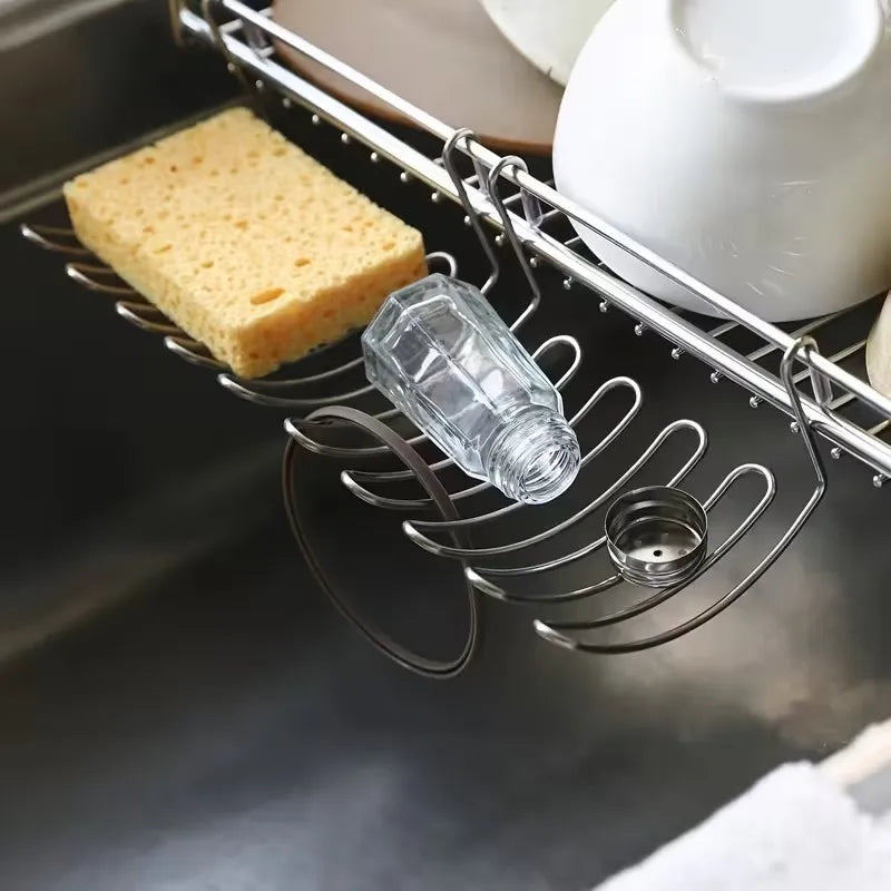 2-Pack Expandable Stainless Steel Draining Basket Hanging Rack Sink Draining Basket QXL