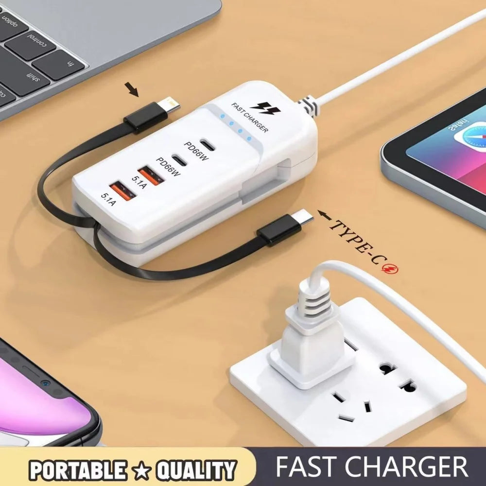 4-Port PD Fast Charger Wall Adapter | USB-C EU US UK Plug USB Wall Charger QXL