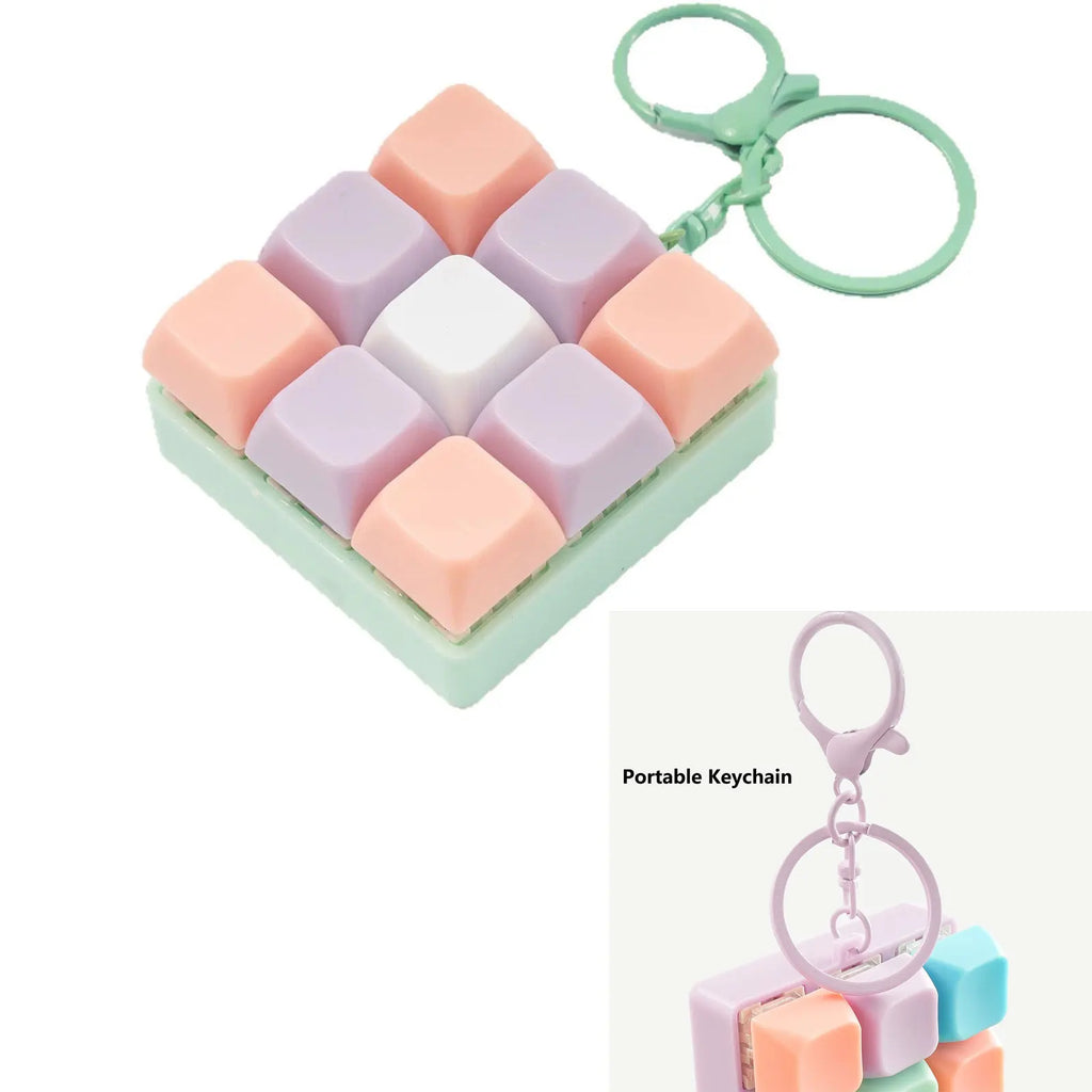 9-Key Keyboard Fidget Keychain | Clickable Mini Toy for Adults Fidget Keychain Toy QXL