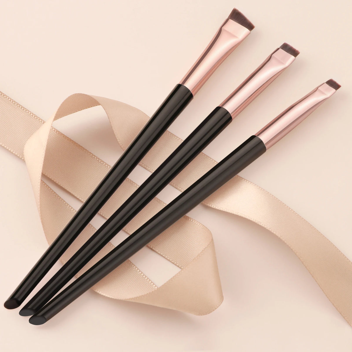 3-Piece Angled Eyeliner & Eyebrow Brush Set | Ultra-Thin Eye Makeup Brush Set QXL