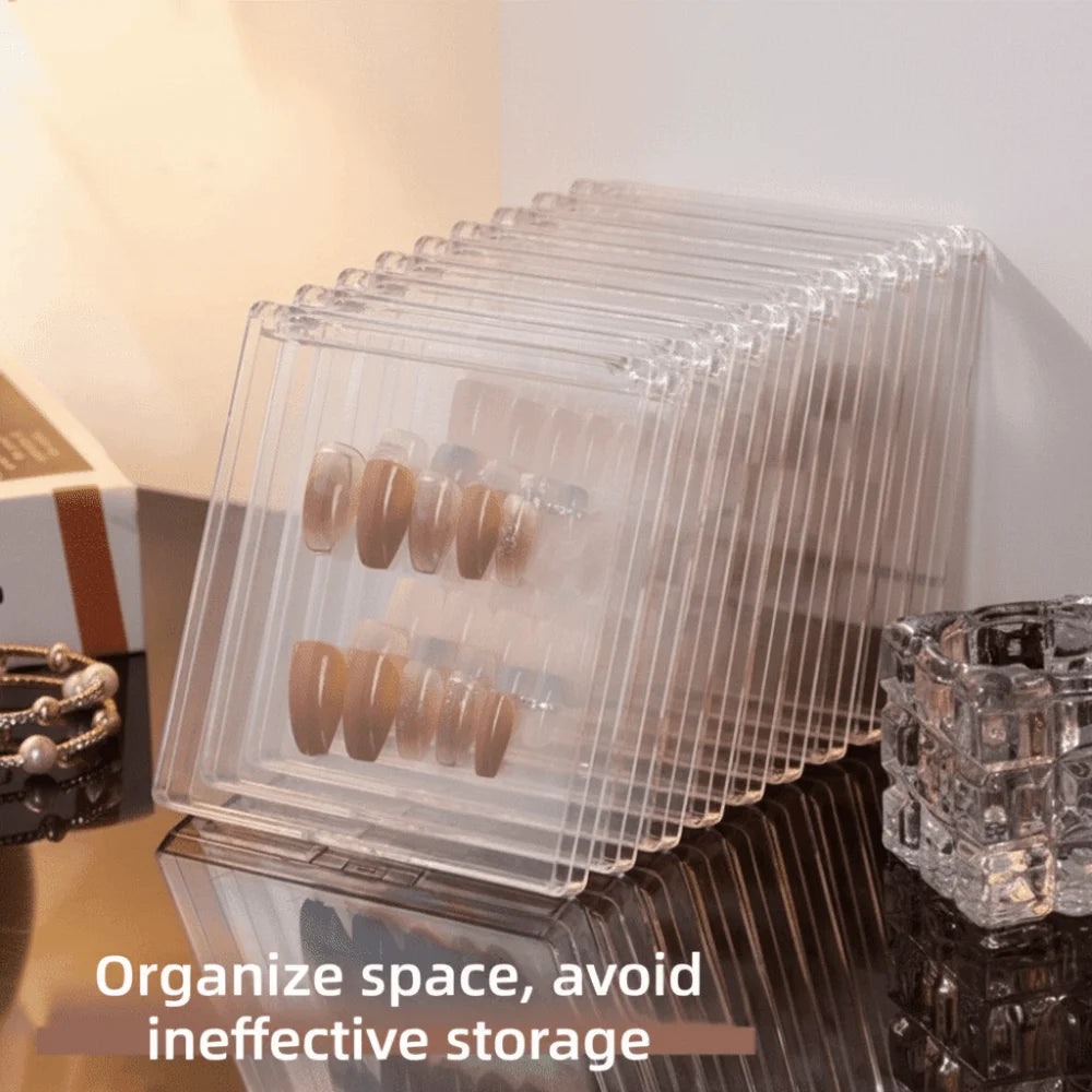 Acrylic Flip-Top Nail Storage Box | Dust-Proof + 30 Strips Nail Storage Box QXL