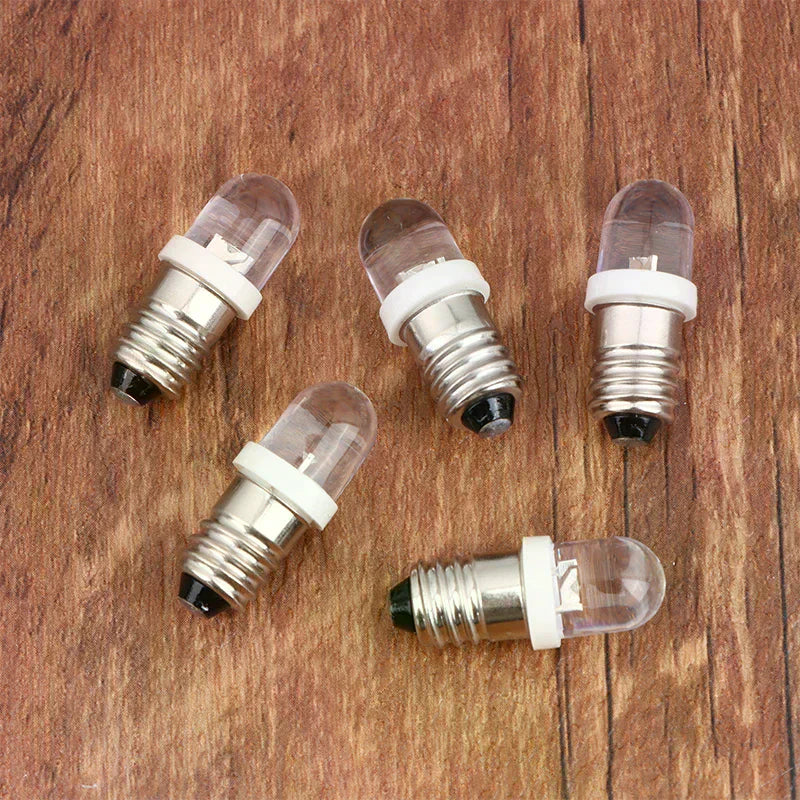 5-Pack E10 LED Screw Bulbs DC 3V–24V | Indicator Signal Light LED Indicator Bulb QXL