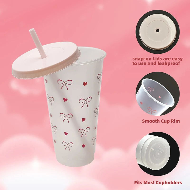 Kawaii Tumbler with Straw | Cute Bowknot BPA-Free Plastic Cup Kawaii Tumbler QXL