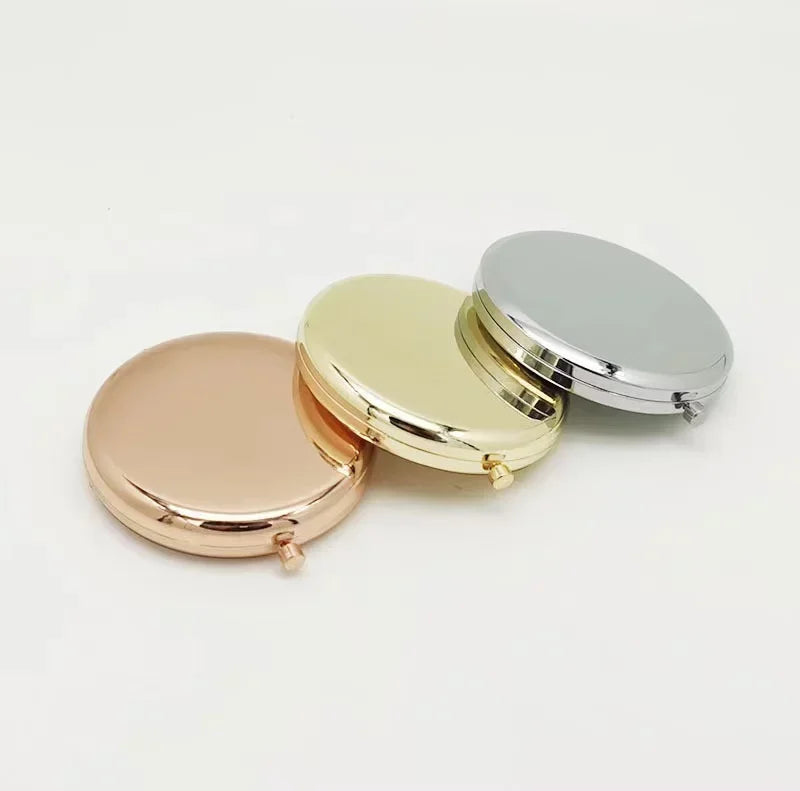 Double-Sided Pop-Up Pocket Makeup Mirror | Rose Gold Metal Compact Makeup Mirror QXL