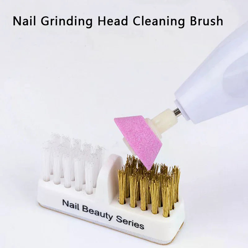 Nail Drill Bit Cleaning Brush | Dual-Head Manicure Tool Nail Drill Cleaner QXL