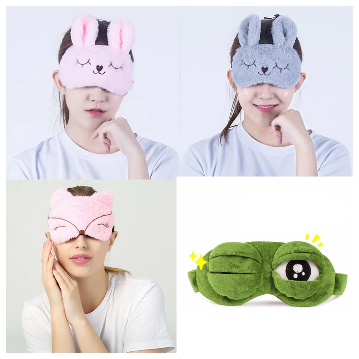 Cute Cat Plush Sleep Mask | Soft 3D Blindfold Eye Cover Plush Sleep Mask QXL