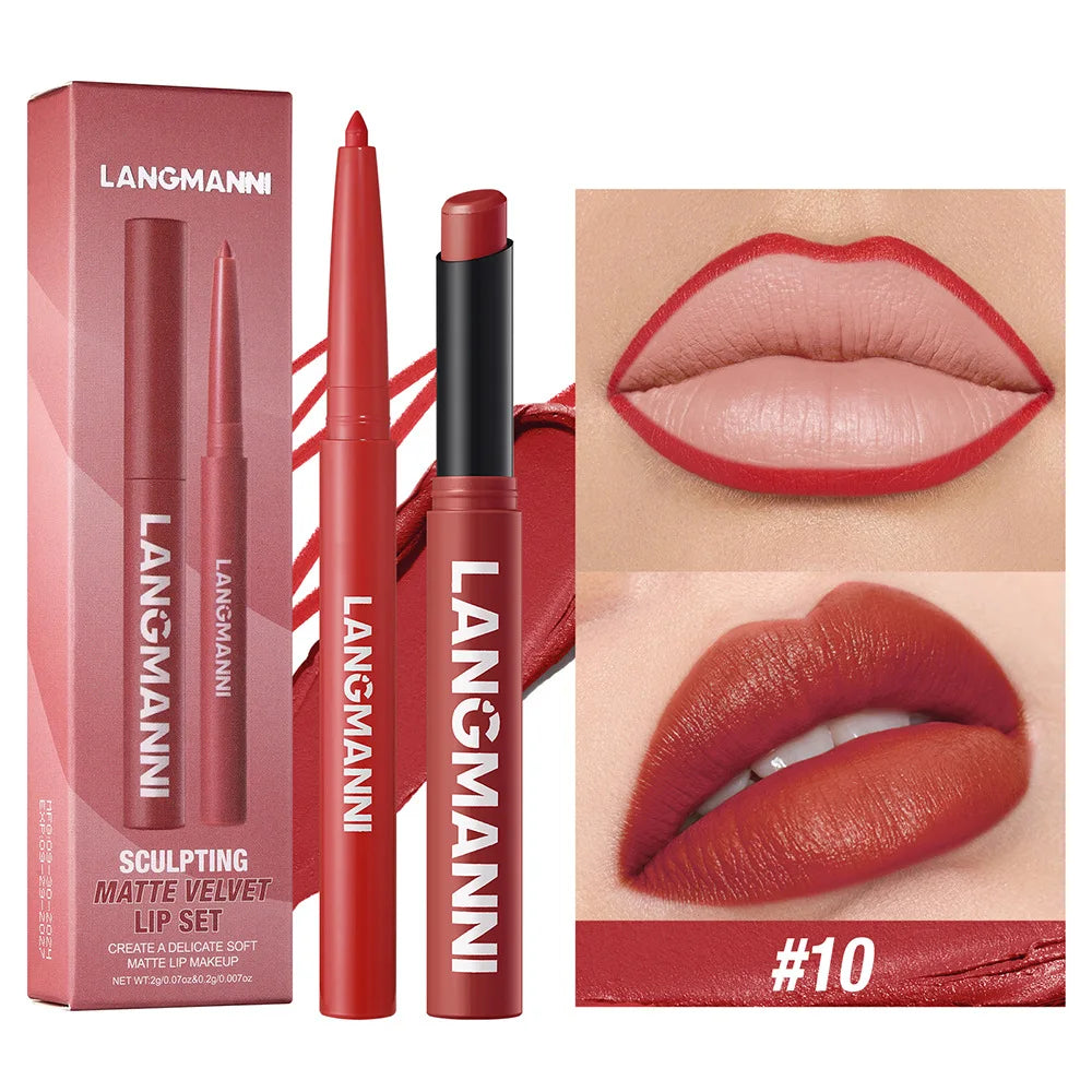Matte Lipstick & Lip Liner 2-in-1 Set | 24 Shades Long-Lasting Lip Makeup Set QXL 10