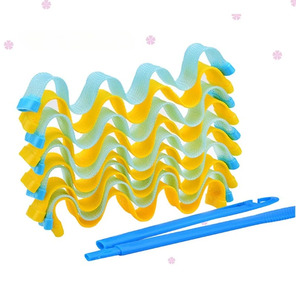 12-Pack Heatless Spiral Hair Curlers | No-Heat Bendy Rollers Heatless Hair Curlers QXL