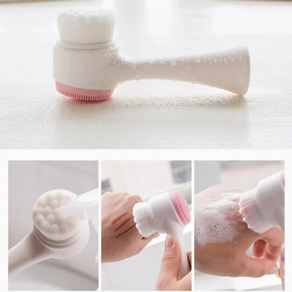 3D Double-Sided Silicone Facial Cleansing Brush | Exfoliator Facial Cleansing Brush QXL