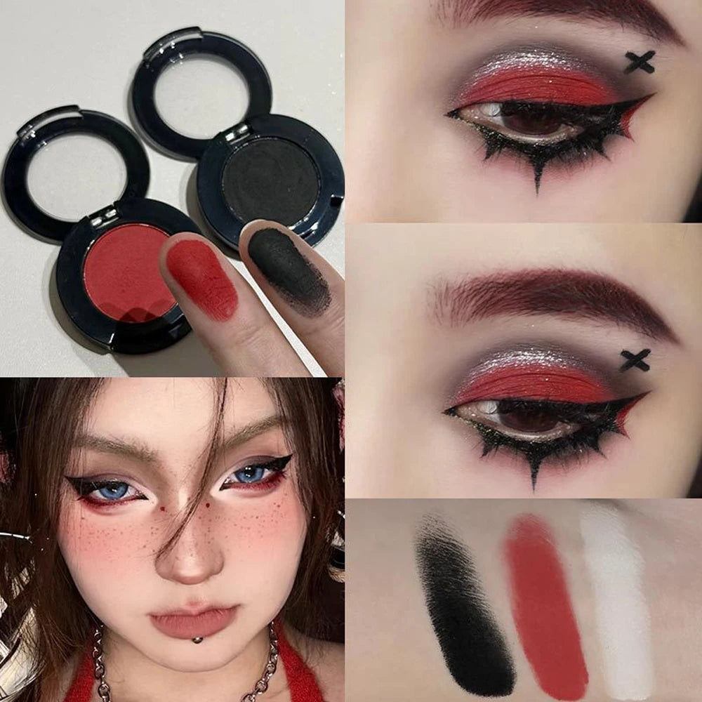 2-in-1 Matte Eyeshadow & Contour Palette | White Black Red Eyeshadow Palette QXL