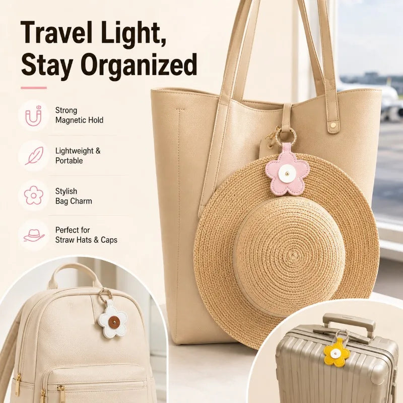 Flower Magnetic Hat Clip – PU Leather Hat Holder for Bags Hat Clip Organizer QXL