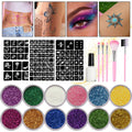 12-Color DIY Glitter Tattoo Kit | Stencils, Glue & Brushes Glitter Tattoo Kit QXL 4pcs