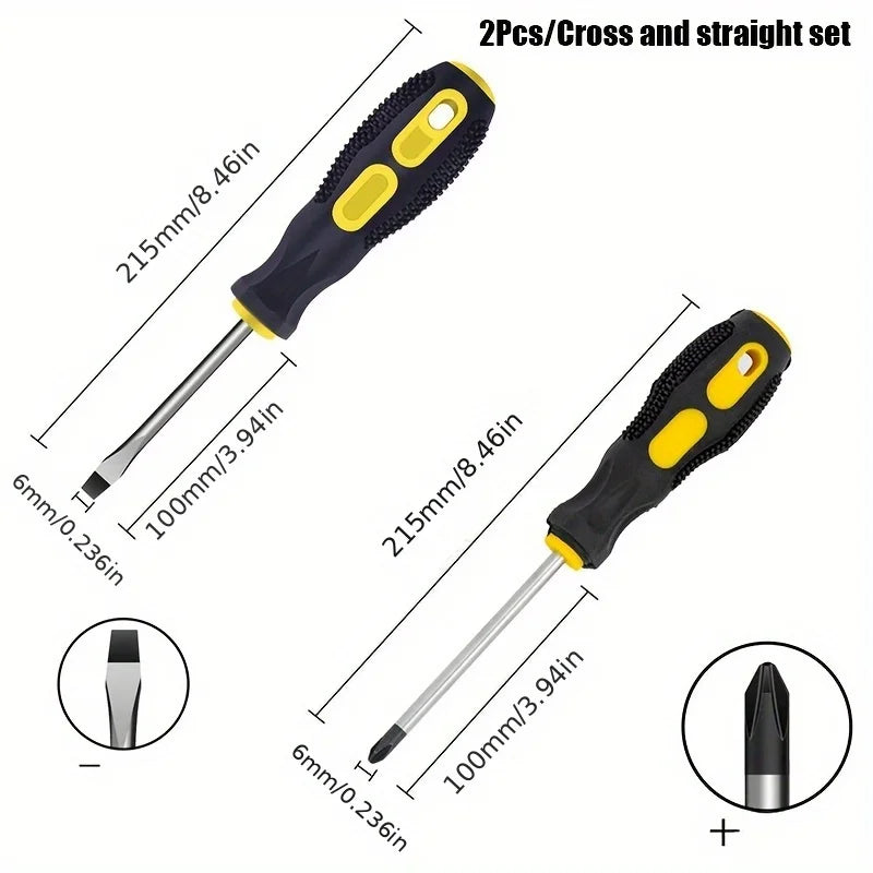 Magnetic Tip Screwdriver Set – Phillips & Flat Cushion Grip Screwdriver Set QXL 2Pcs