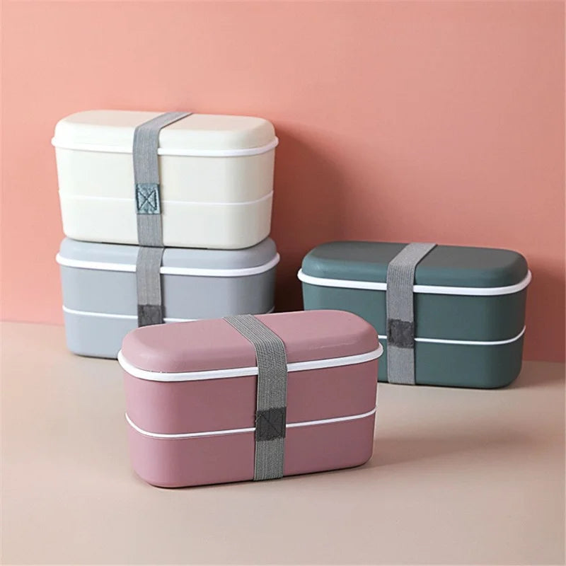 Double Layer Bento Box | Microwavable Lunch Food Container Bento Lunch Box QXL