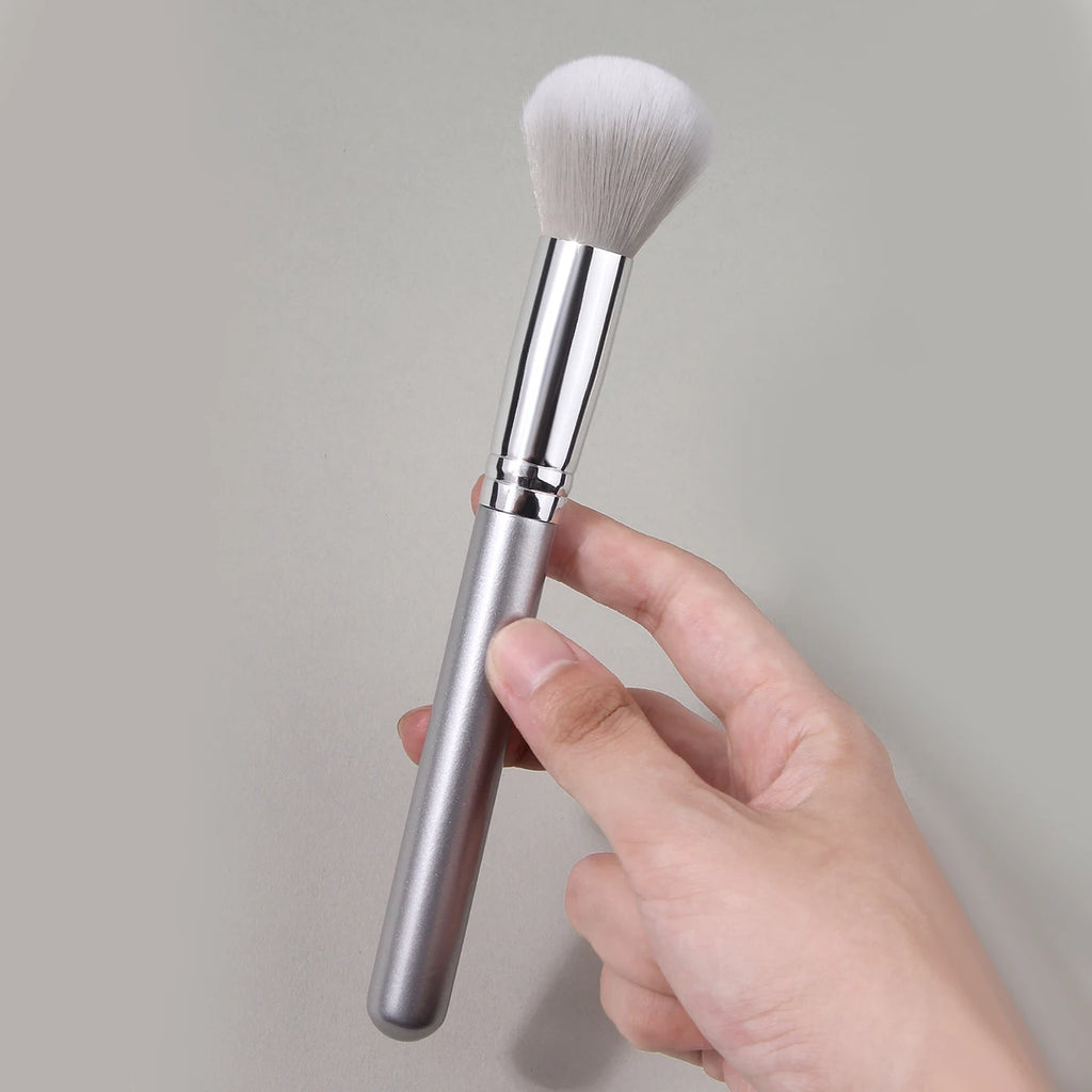 KOSSHOW Powder & Blush Makeup Brush | Silver Wood Handle Makeup Brush QXL
