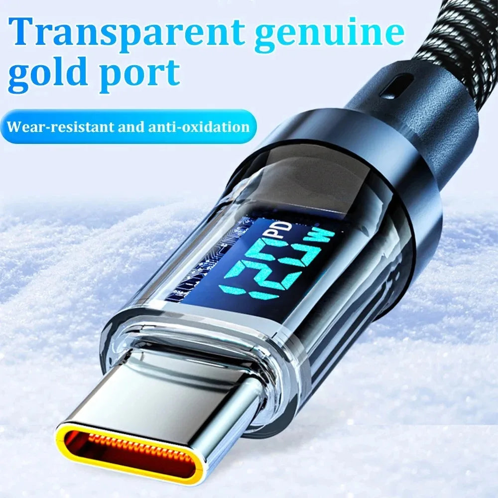 120W LCD Fast Charging USB-C Cable – USB-A & USB-C USB Fast Charging Cable QXL