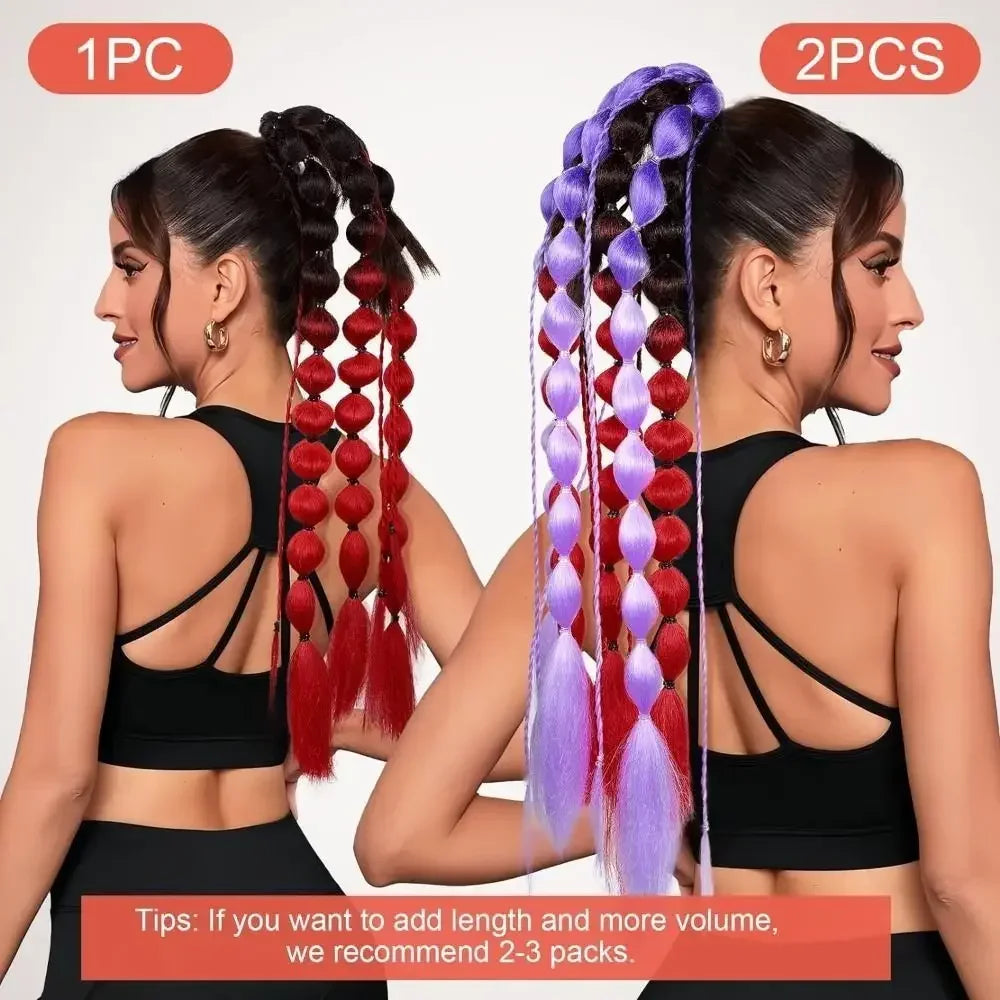 Bubble Ponytail Hair Extension – Braided Synthetic | 20 Inch Braided Hair Extension QXL