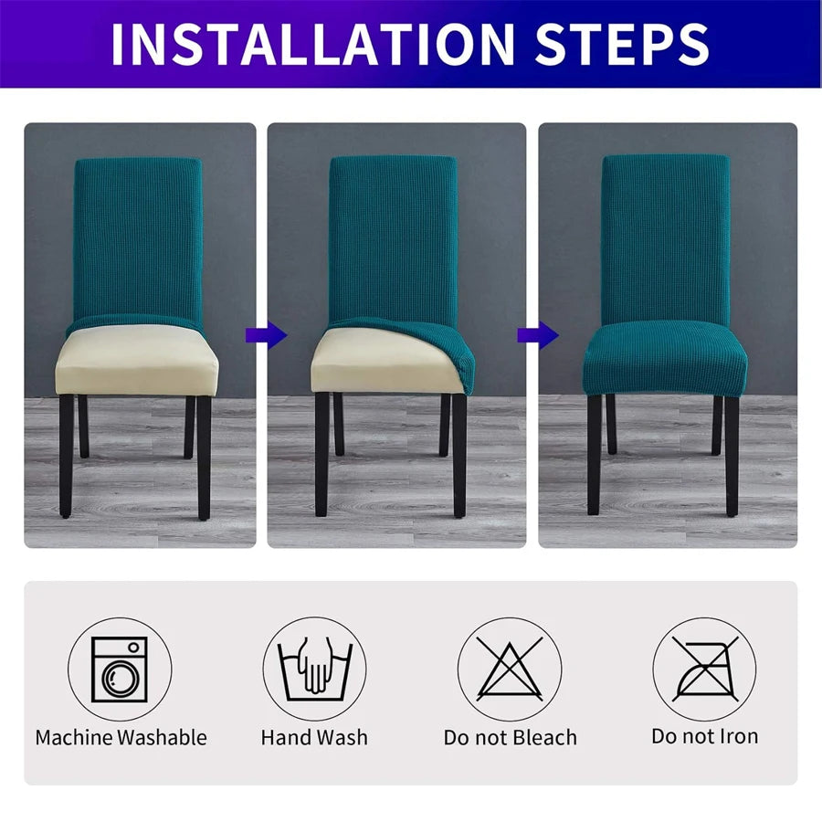 Plaid Stretch Dining Chair Covers 1/3/6 Pcs | Removable Dining Chair Covers QXL