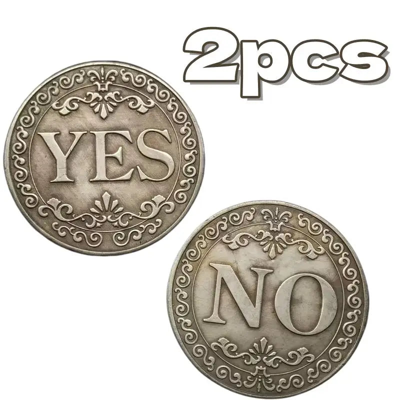 Double-Sided YES/NO Lucky Coin | Antique Silver Floral Gift Novelty Collectible Coin QXL 2pcs