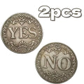 Double-Sided YES/NO Lucky Coin | Antique Silver Floral Gift Novelty Collectible Coin QXL 2pcs