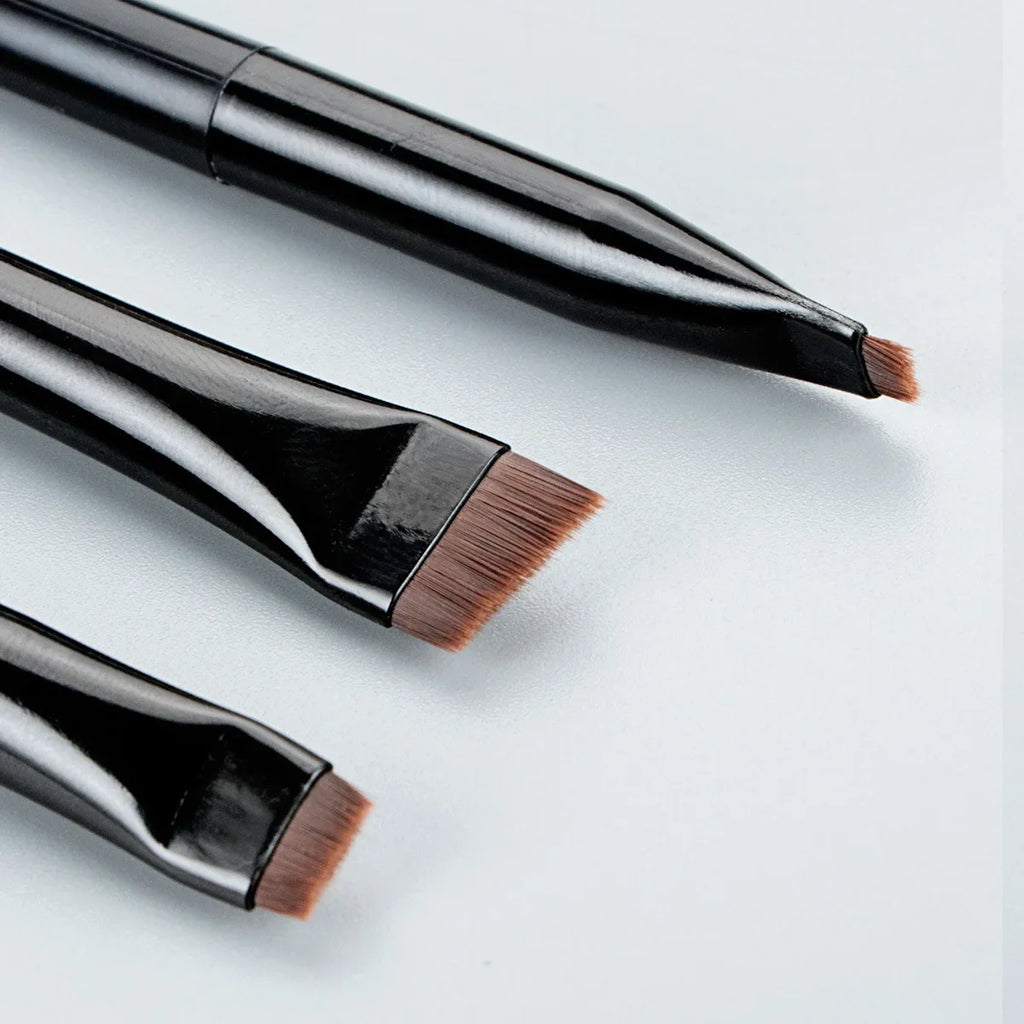 3-Piece Angled Eyeliner & Eyebrow Brush Set | Ultra-Thin Eye Makeup Brush Set QXL