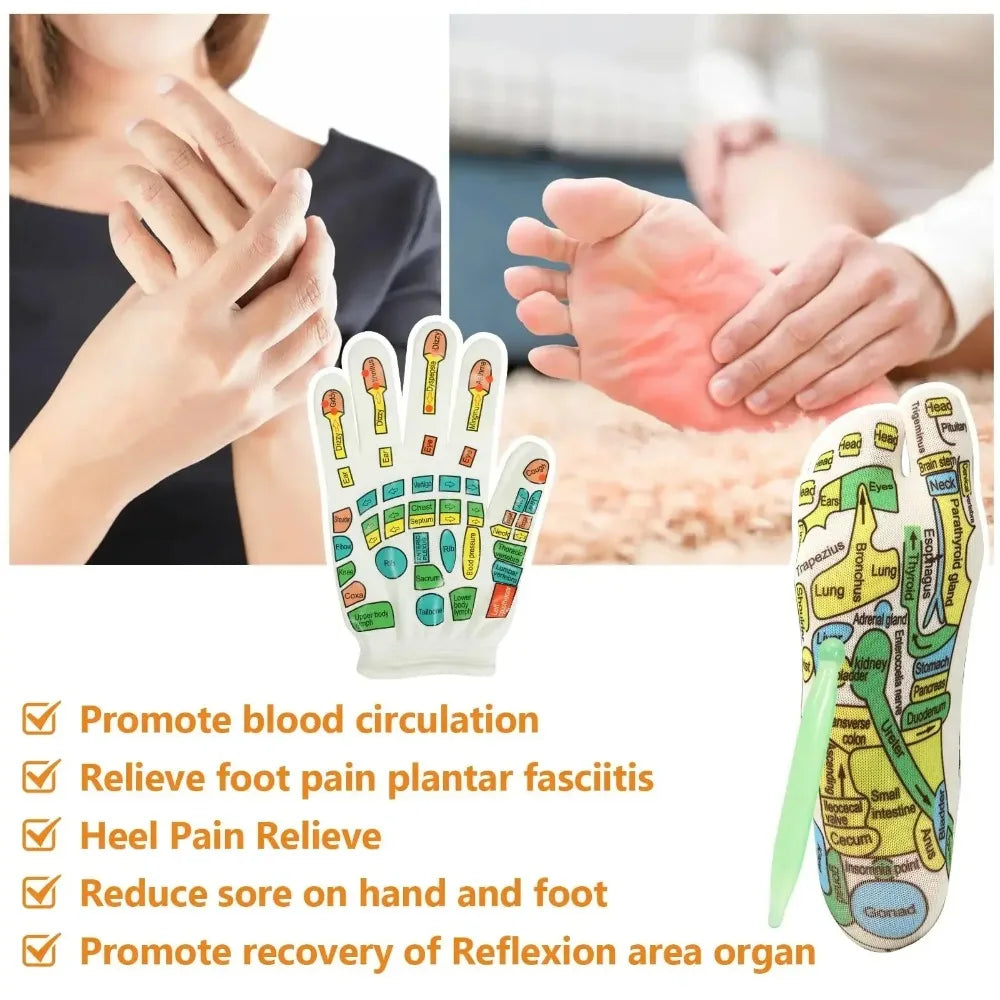 6-Pc Acupressure Reflexology Socks & Gloves Set | Foot Care Reflexology Massage Set QXL