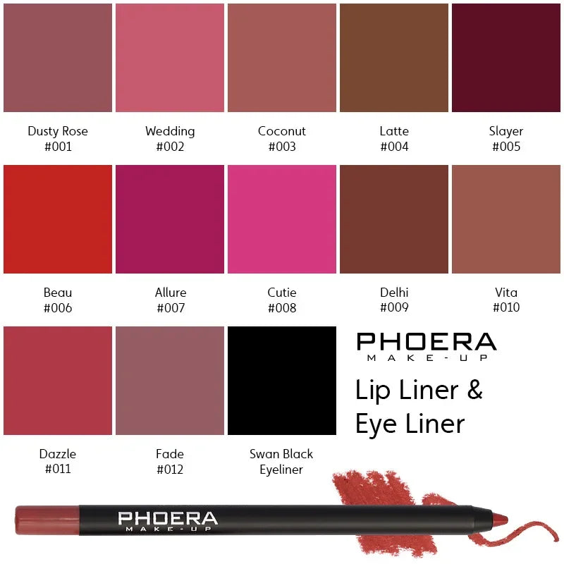 Waterproof Matte Lip Liner Pencil | 12 Colors Long-Lasting Lip Liner Pencil QXL