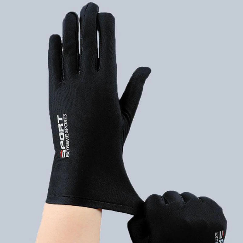 Ice Silk Full Finger Sun Protection Gloves | Cycling & Driving Sun Protection Gloves QXL BK